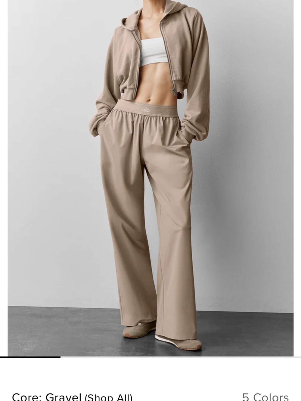 ALO Yoga Gravel Neutral Wide-Leg Lounge Pants